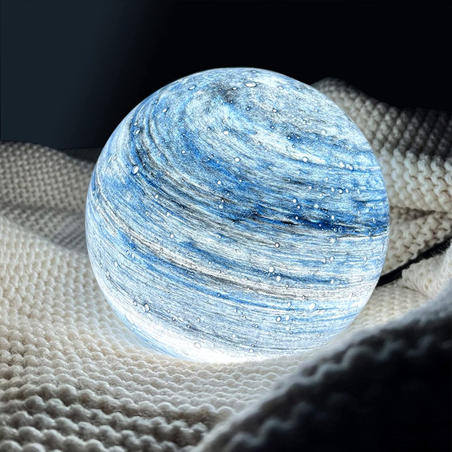 Floroux Lunar Floor Lamp | Elegant LED Glass Lamp | Ambient Light for the Home | Planetary Decoration | USB Charging