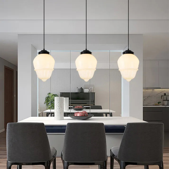 LumiNéo – Suspension Géométrique en Verre Givré Moderne