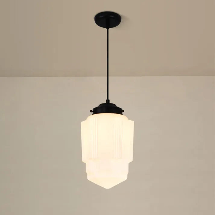 LumiNéo – Suspension Géométrique en Verre Givré Moderne