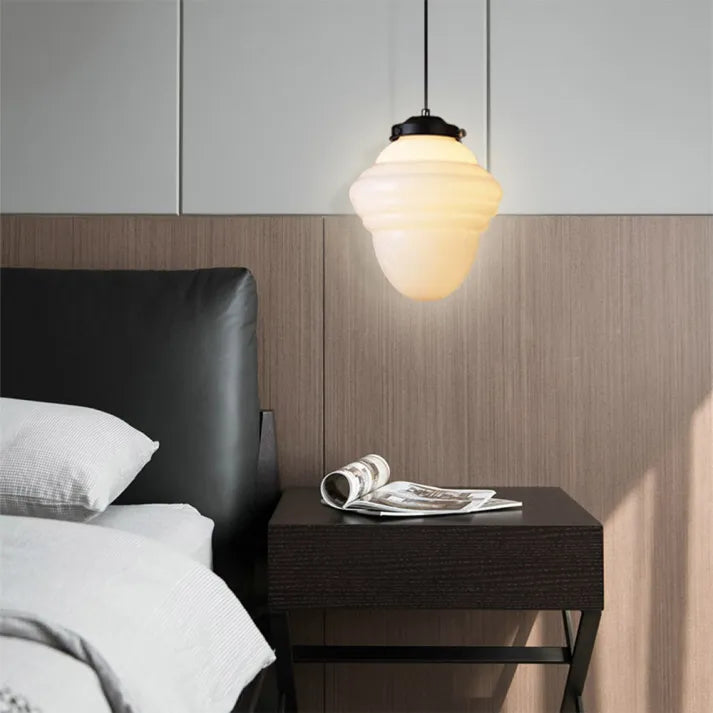 LumiNéo – Suspension Géométrique en Verre Givré Moderne
