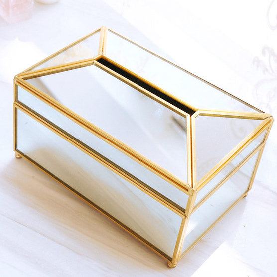 Floroux Nordic Gold Lining Boîte à Mouchoirs en Verre