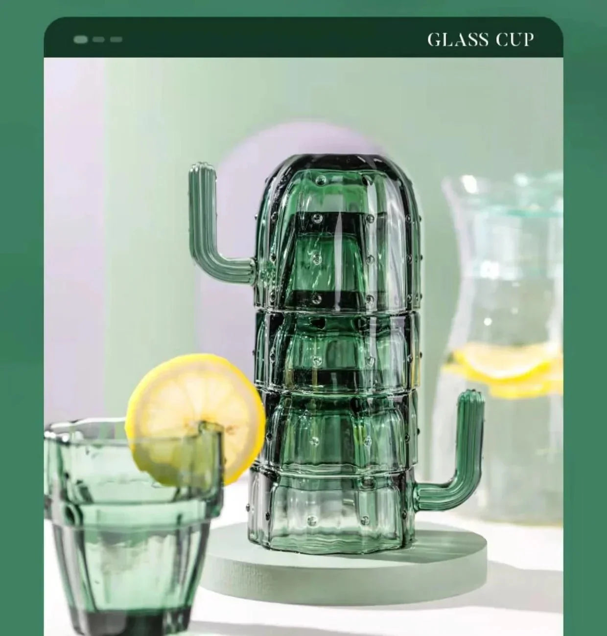 Cactus vert Tasse à café transparente et empilable