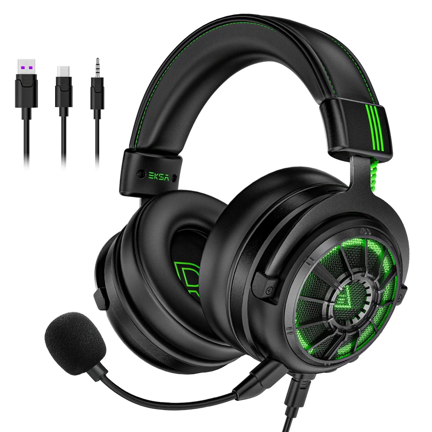 EKSA E5000 Pro Casque de Gaming Filaire avec Microphone - TWS Réduction de Bruit HiFi Stéréo Surround 7.1 Casque Dynamique