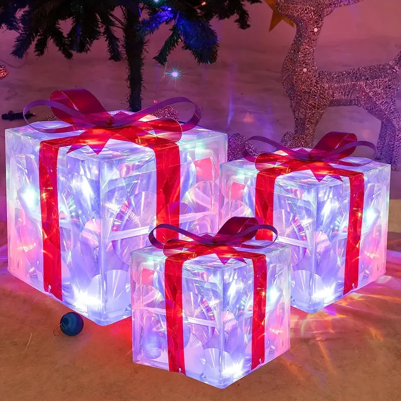 Floroux LED Coffret Cadeau | Éclairage de Noël | Décor pour Intérieur & Extérieur | Ensemble de 3 Boîtes
