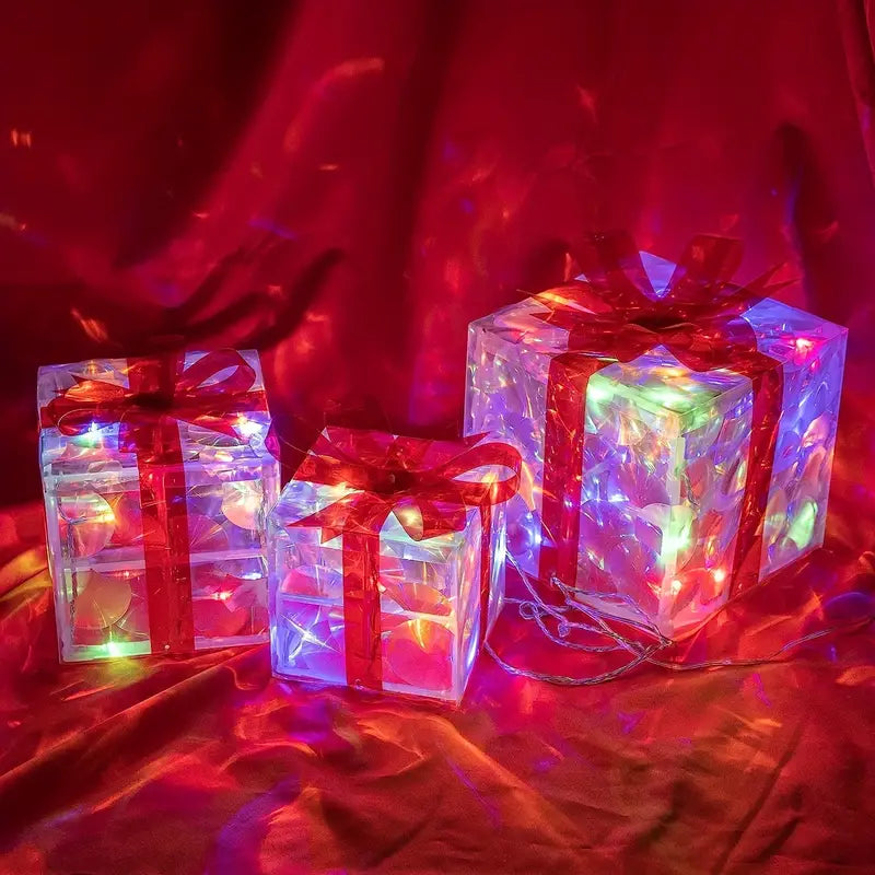 Floroux LED Coffret Cadeau | Éclairage de Noël | Décor pour Intérieur & Extérieur | Ensemble de 3 Boîtes