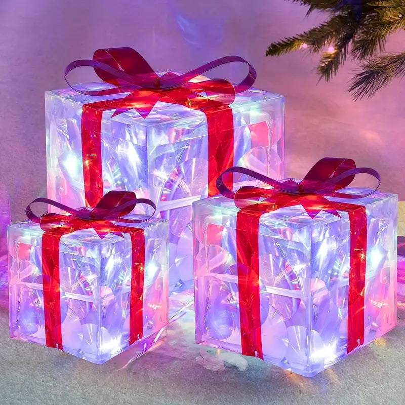 Floroux LED Coffret Cadeau | Éclairage de Noël | Décor pour Intérieur & Extérieur | Ensemble de 3 Boîtes