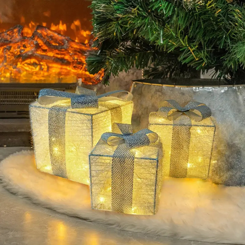 Floroux LED Coffret Cadeau | Éclairage de Noël | Décor pour Intérieur & Extérieur | Ensemble de 3 Boîtes