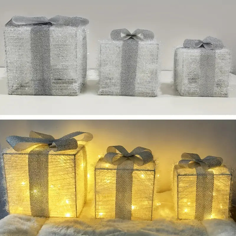 Floroux LED Coffret Cadeau | Éclairage de Noël | Décor pour Intérieur & Extérieur | Ensemble de 3 Boîtes