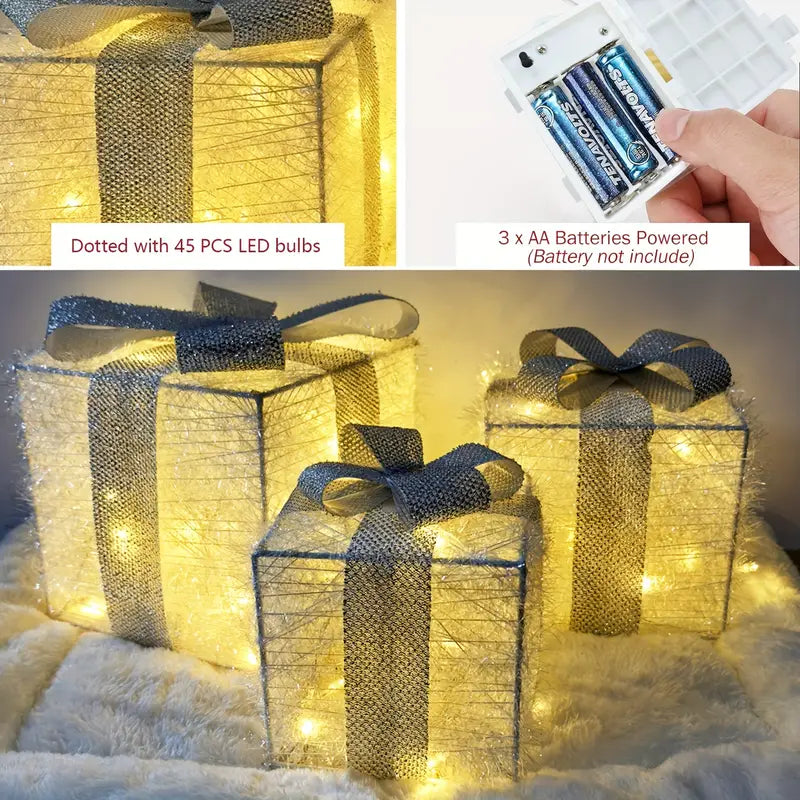 Floroux LED Coffret Cadeau | Éclairage de Noël | Décor pour Intérieur & Extérieur | Ensemble de 3 Boîtes