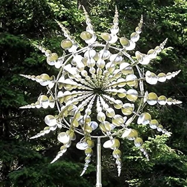 Floroux kinetic metal wind turbine | Unique garden art | Magical outdoor sculpture