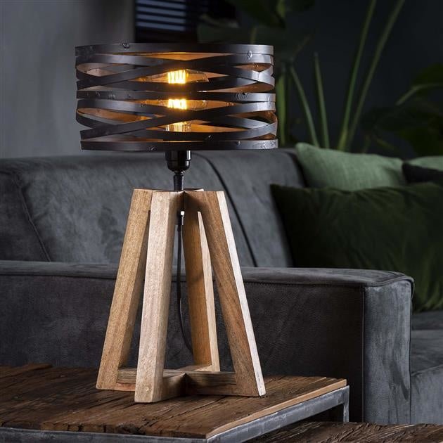 Floroux – Lampe de table en bois industrielle moderne pour une lumière conviviale et élégante