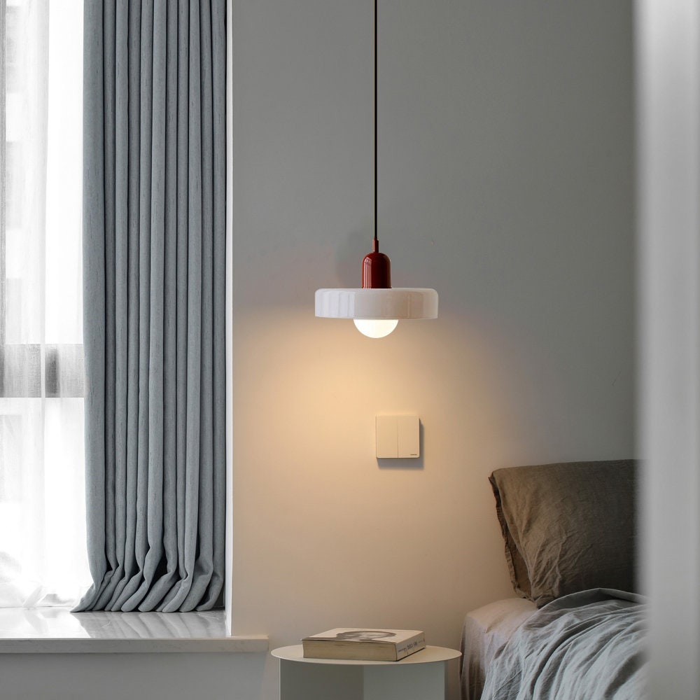 Suspension Floroux in colored glass | Elegant hanging lamp in Bauhaus style | Designer lamp for the living room and dining room
