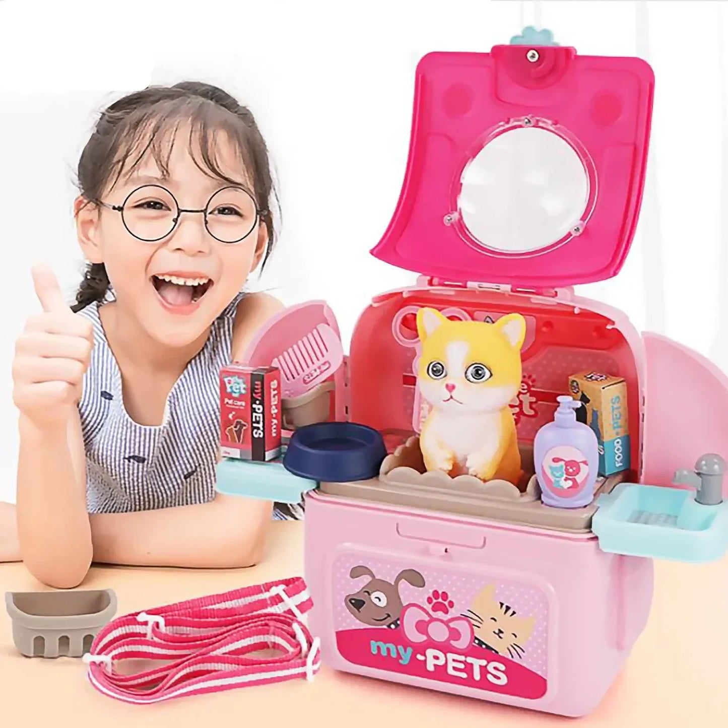Pet Paradise - Ensemble de soins pour animaux portable pour enfants