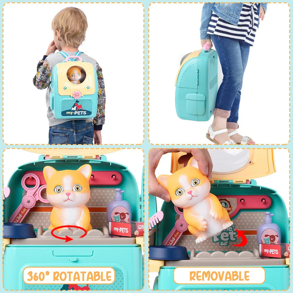 Pet Paradise - Ensemble de soins pour animaux portable pour enfants