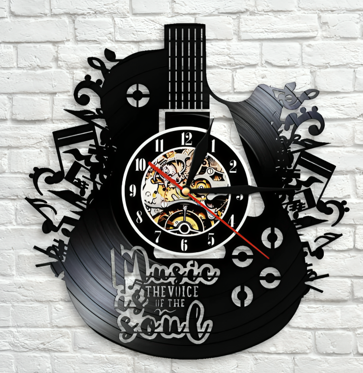 Horloge Murale en Vinyle Floroux - Design Unique pour les Amoureux de la Musique