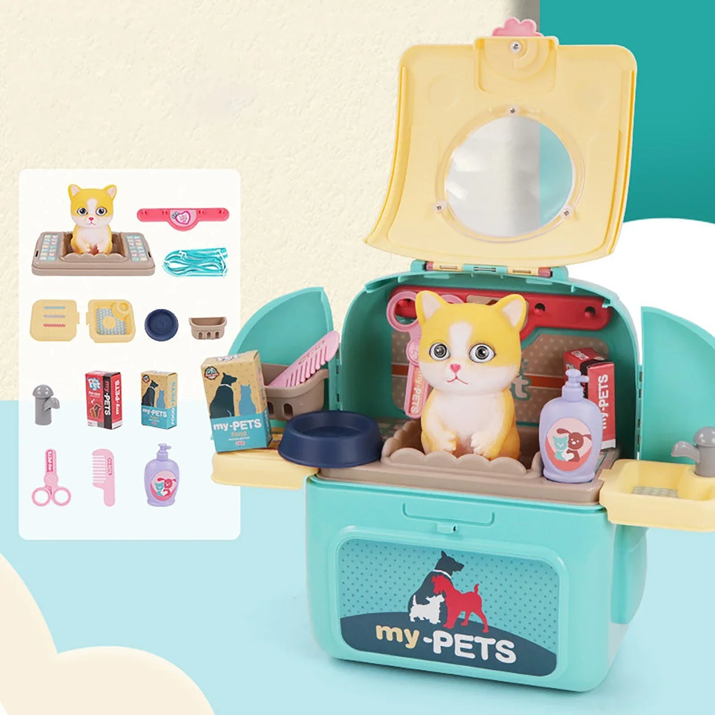 Pet Paradise - Ensemble de soins pour animaux portable pour enfants