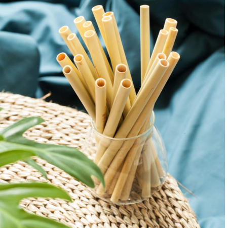 Floroux | Set de pailles en bambou naturel avec brosse de nettoyage éco