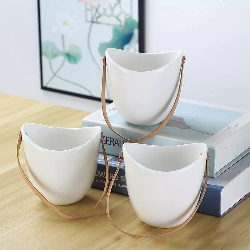 Ceramic flower pots Floroux in bag shape | Elegant plant stands | Home and garden decoration