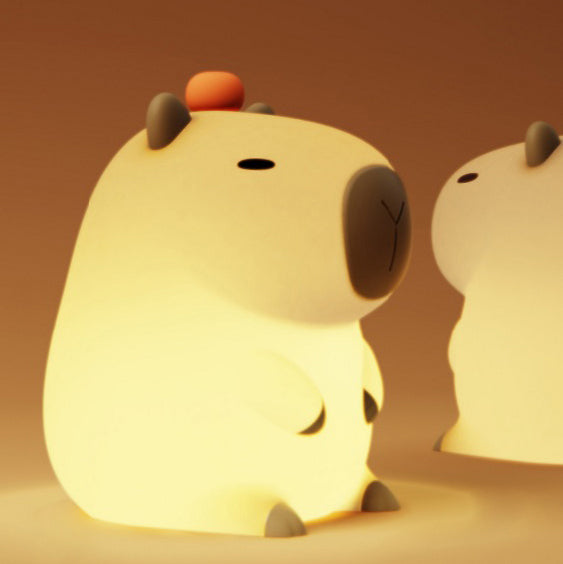 Orange Capybara Squishy Silicone LED Veilleuse - Cadeau Parfait pour Enfants et Filles