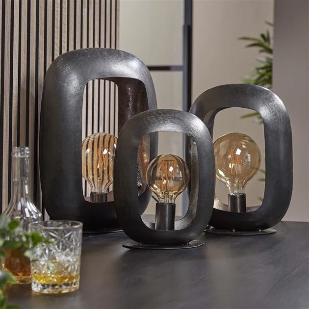 Floroux - Lampe de table noire moderne en nickel avec charme industriel