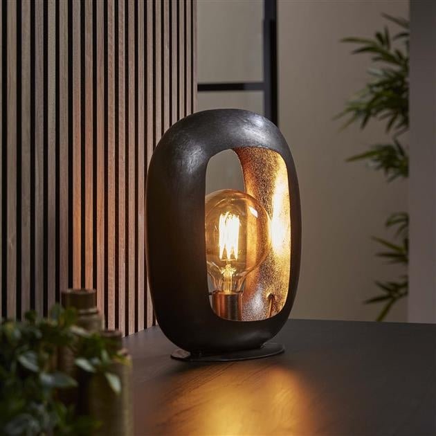 Floroux - Lampe de table noire moderne en nickel avec charme industriel