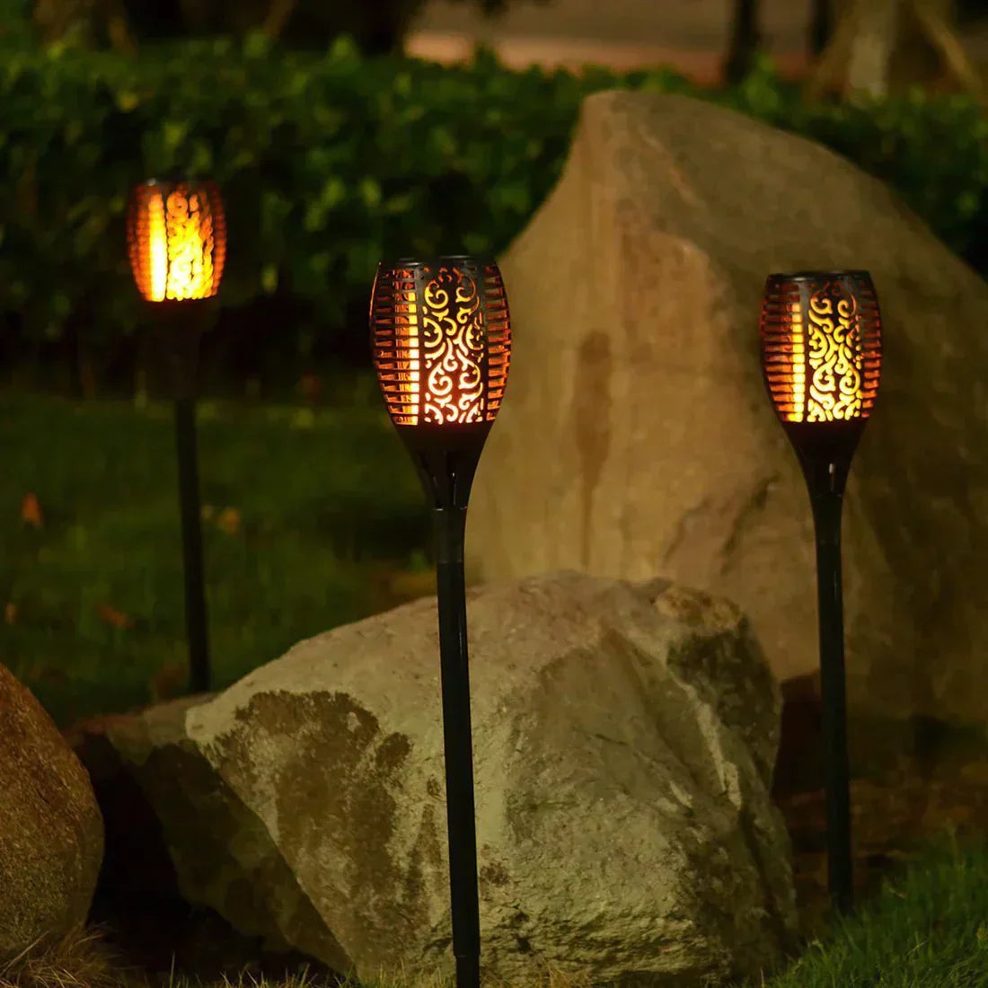 Floroux torche de jardin LED | Lampe à flammes alimentée par solaire pour l'extérieur | Décoration résistante aux intempéries pour jardin et terrasse