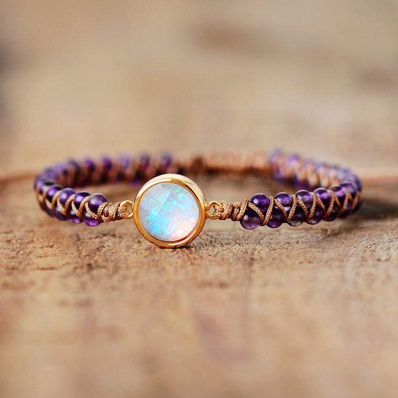 Aurielle – Améthyste-Opale Bracelet de Yoga pour Harmonie