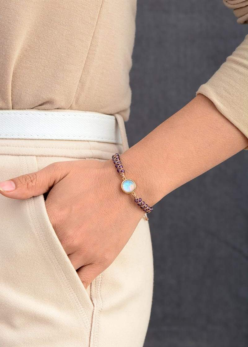 Aurielle – Améthyste-Opale Bracelet de Yoga pour Harmonie