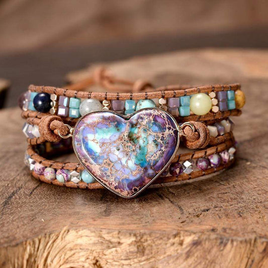Amaris - Élégante Bracelet en Jaspe en Forme de Coeur