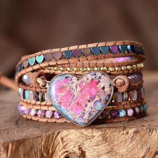 AmoraCharm - Jaspe Bracelet enroulé pour Amour & Protection