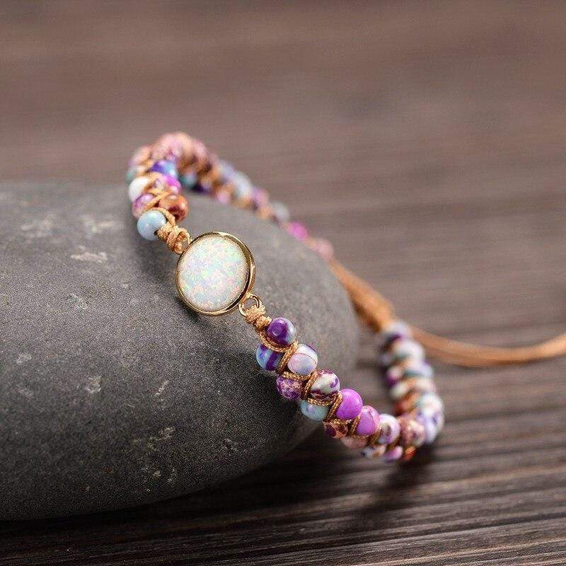 Aurielle – Améthyste-Opale Bracelet de Yoga pour Harmonie