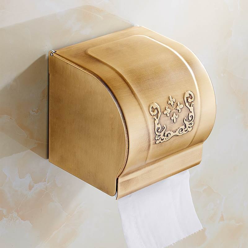Ensemble de quincaillerie de salle de bain en bronze antique – Porte-serviettes, porte-papier toilette, porte-brosse | Accessoires de bain en aluminium gain de place