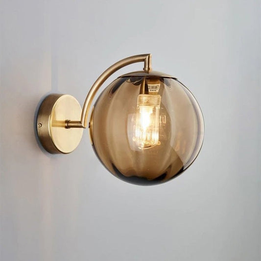 Applique lampe de table design globe en verre fumé