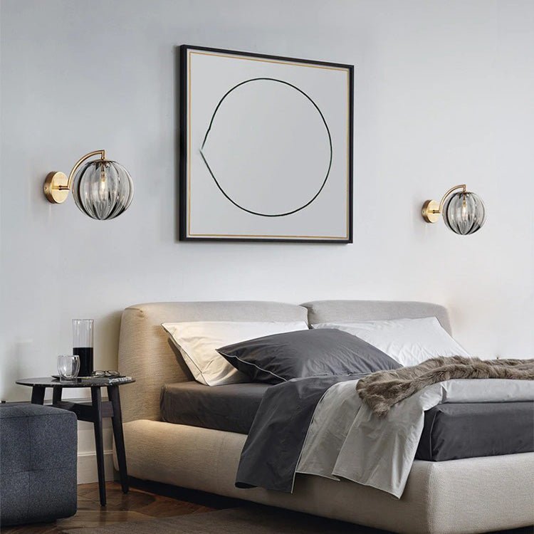 Applique lampe de table design globe en verre fumé