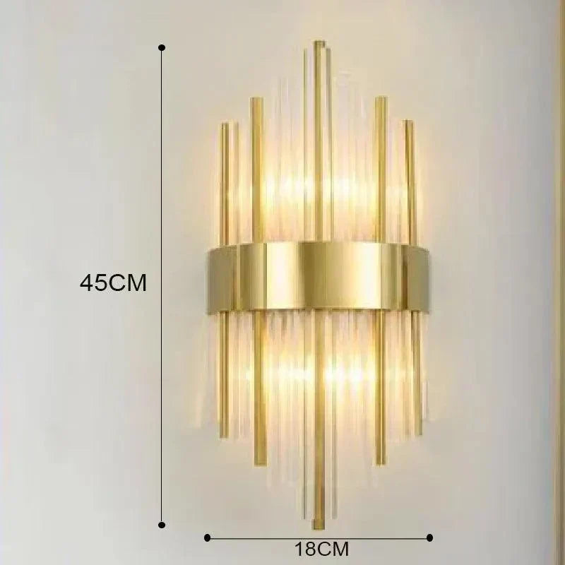 Applique murale en cristal avec touche dorée