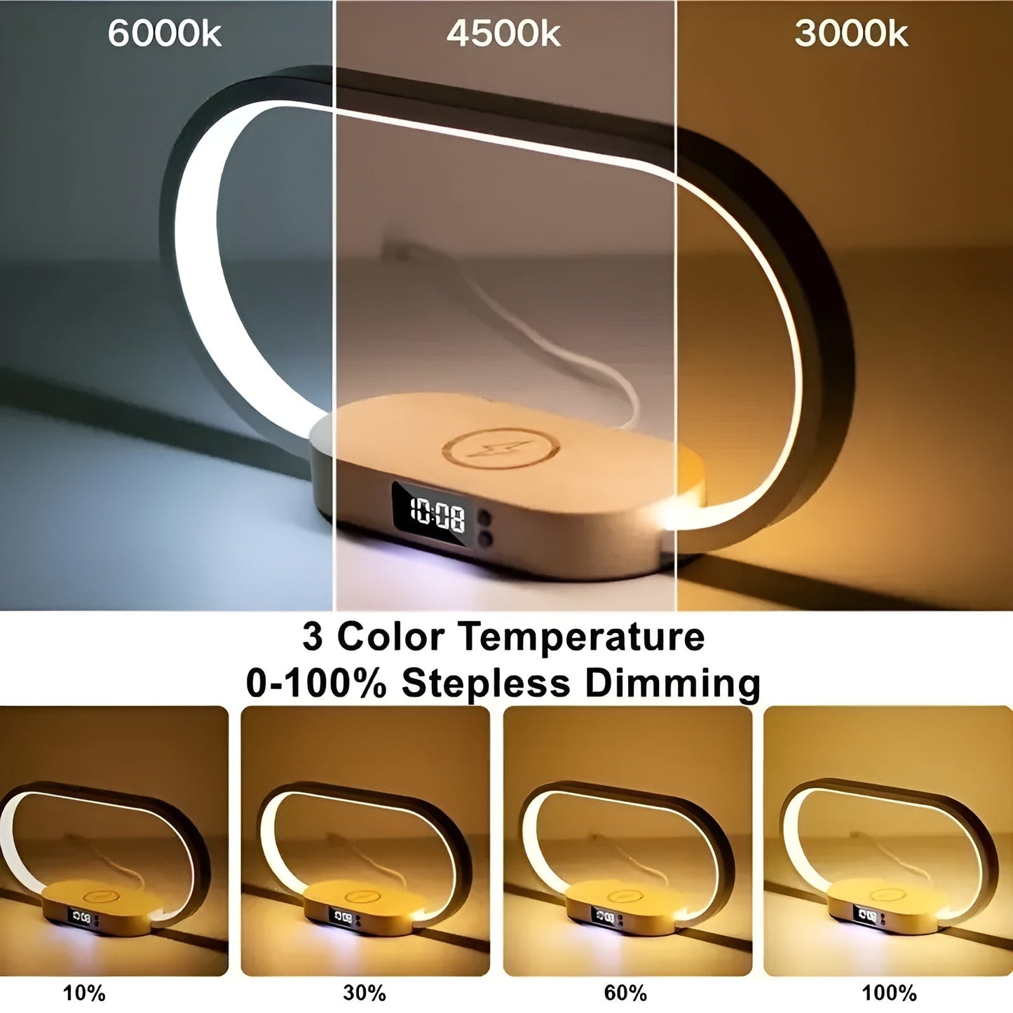 Lampe Multifonctionnelle Élégante avec Station de Charge et Horloge