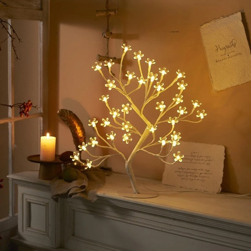 Floroux – Lampe de table LED élégante en fleurs de cerisier avec USB et télécommande