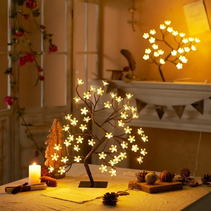 Floroux – Lampe de table LED élégante en fleurs de cerisier avec USB et télécommande