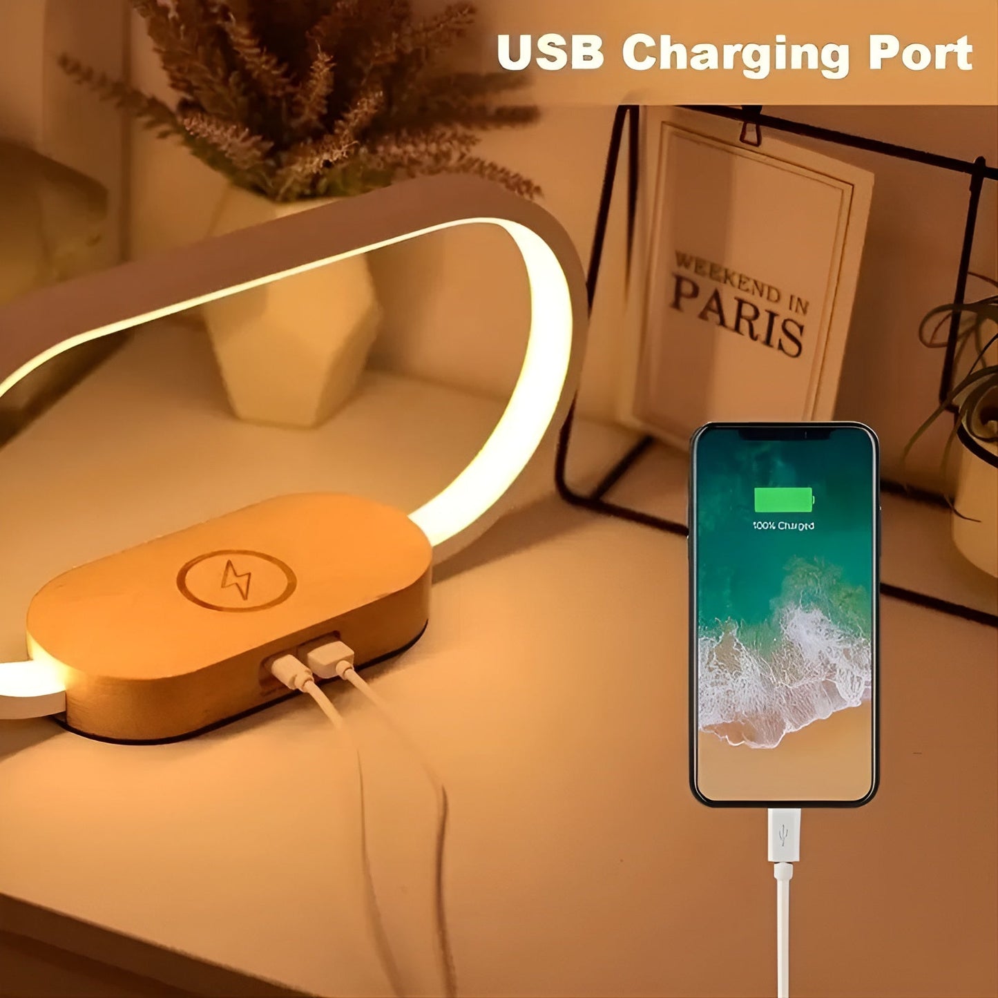 Lampe Multifonctionnelle Élégante avec Station de Chargement et Horloge