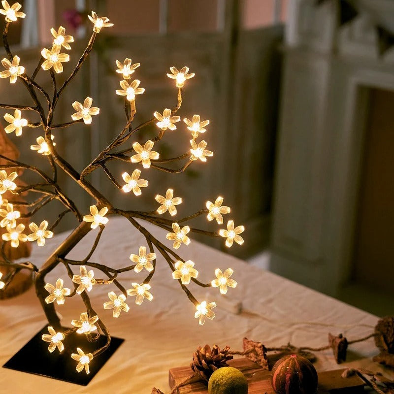 Floroux – Lampe de table LED élégante en fleurs de cerisier avec USB et télécommande