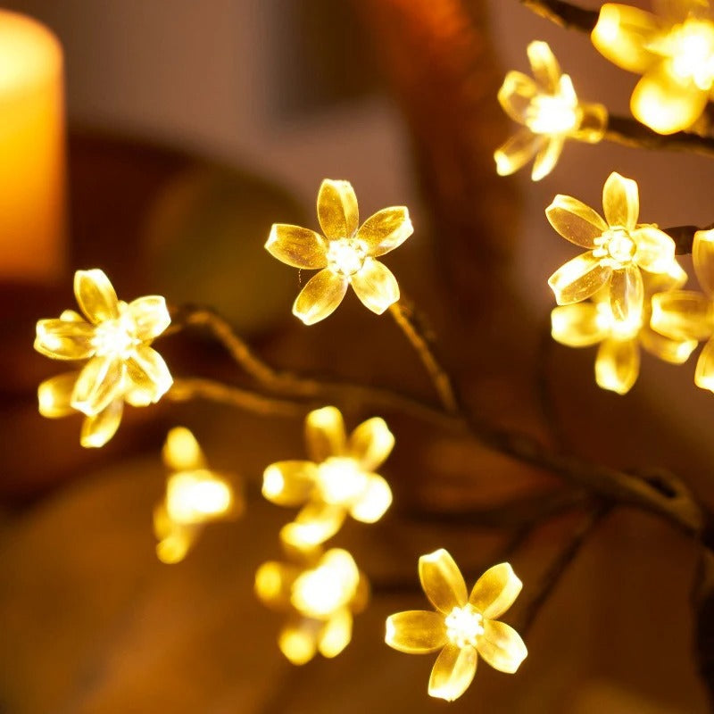Floroux – Lampe de table LED élégante en fleurs de cerisier avec USB et télécommande