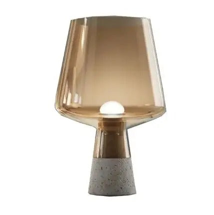 LumièreIndus - Lampe de Table en Verre Ambré et Base en Ciment