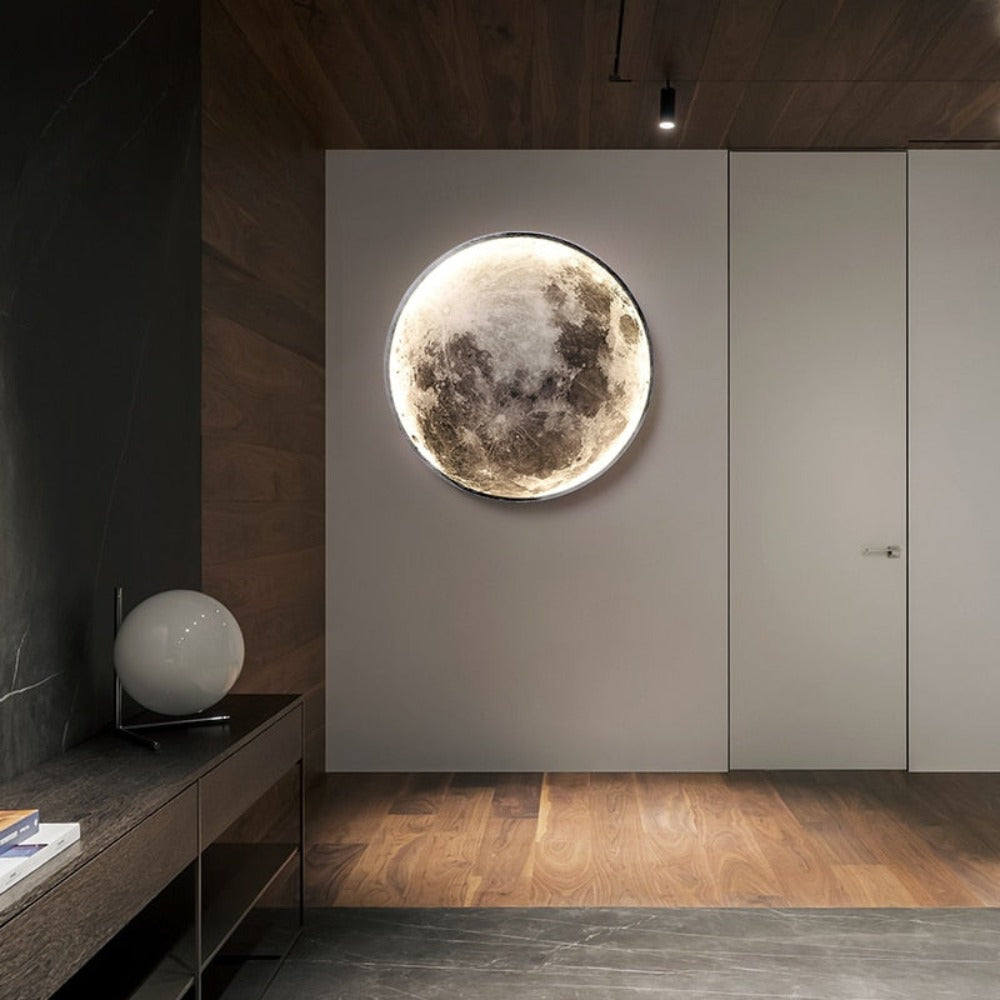Floroux Lampe 3D LED Lune & Terre | Plafonnier & Applique murale | Éclairage atmosphérique | Design moderne | Décoration pour la maison