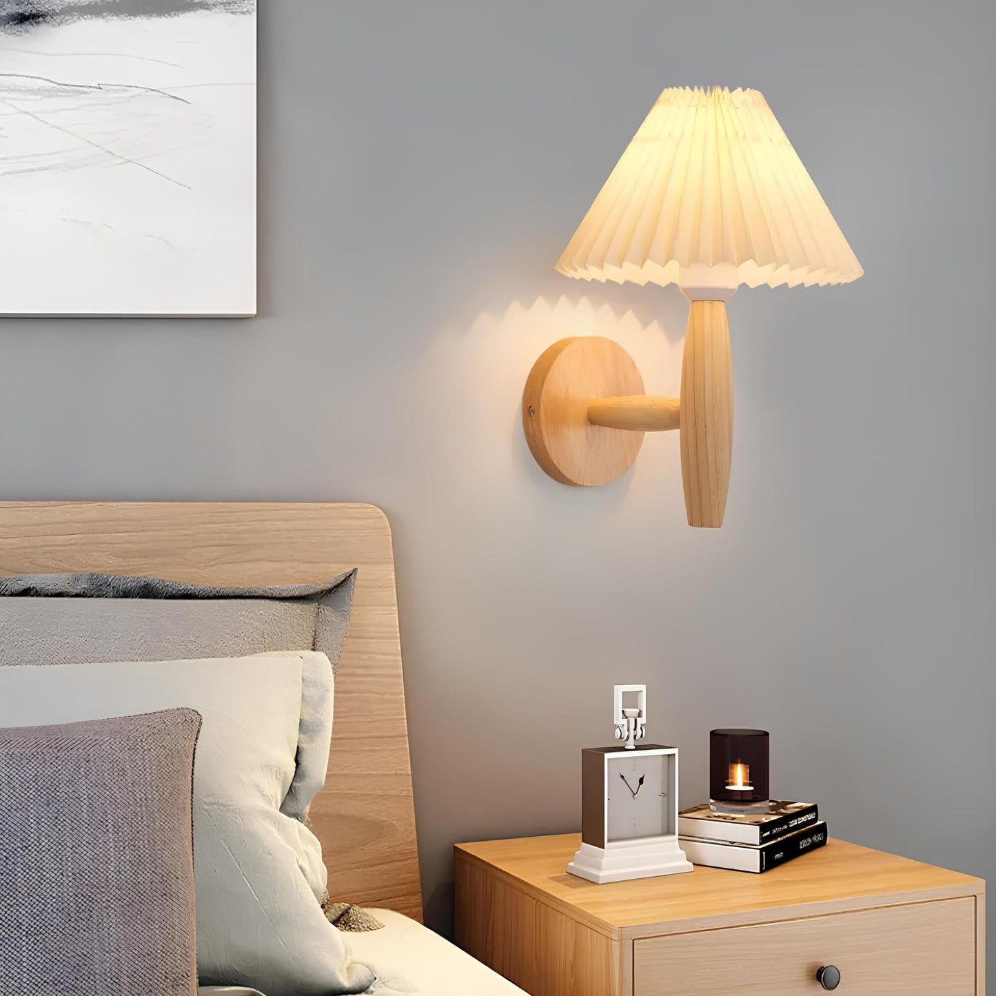 Floroux - Applique murale LED élégante en bois naturel