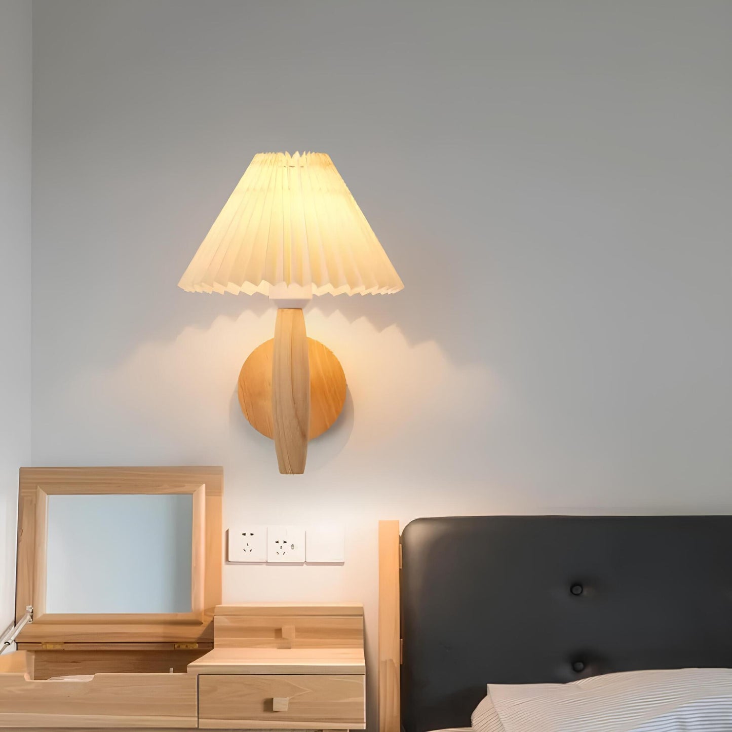 Floroux - Applique murale LED élégante en bois naturel