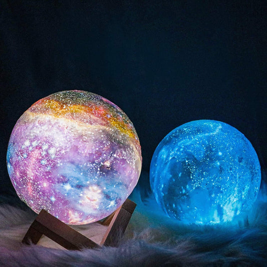 Floroux Galaxy Moon Lamp | 3D Printed LED Moon Lamp | Color Changing | Touch and USB Charge | Ambient Light for Home
