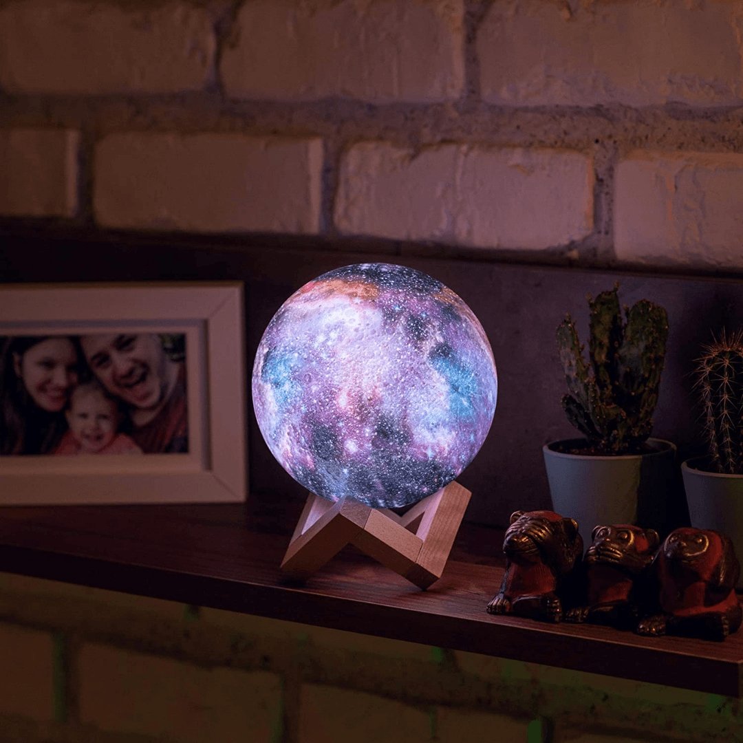 Floroux Galaxy Moon Lamp | 3D Printed LED Moon Lamp | Color Changing | Touch and USB Charge | Ambient Light for Home