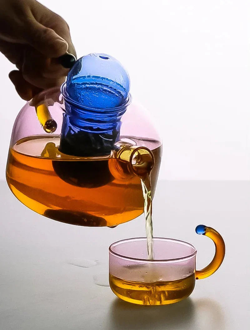 Théière et tasse en verre « Color Bloom »