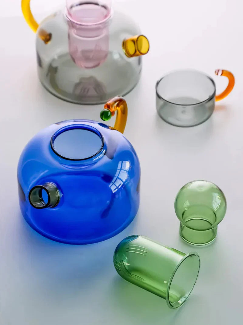 Théière et tasse en verre « Color Bloom »
