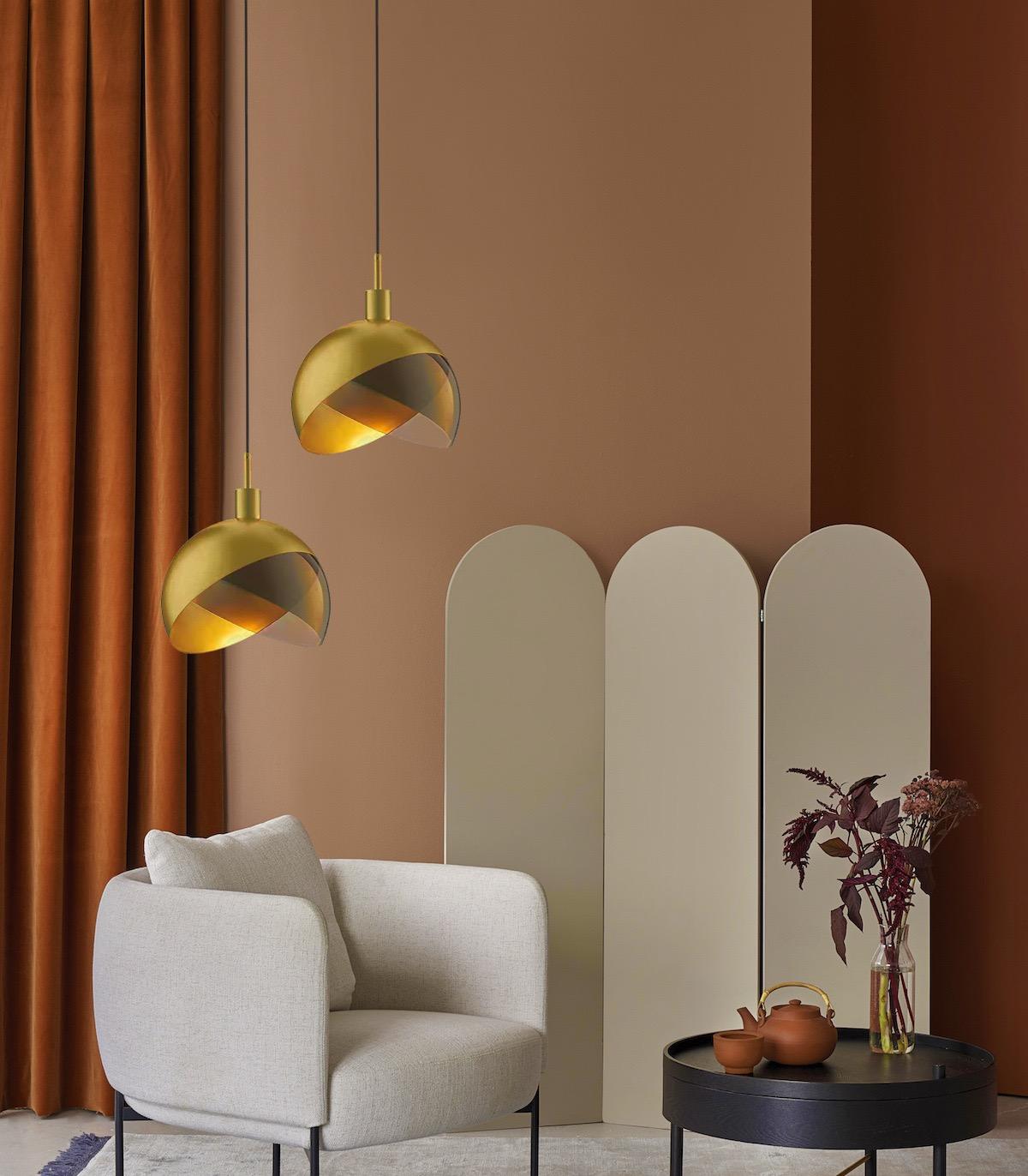 Floroux pendant light in gold glass | Modern design | Dimmable | Elegant lighting for the living room and dining room